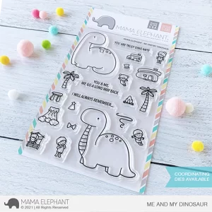 set di timbri in silicone clear stamp me and my dinosaur mama elephant