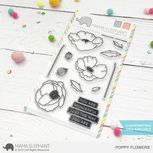 set di timbri in silicone clear stamp poppy flowers mama elephant